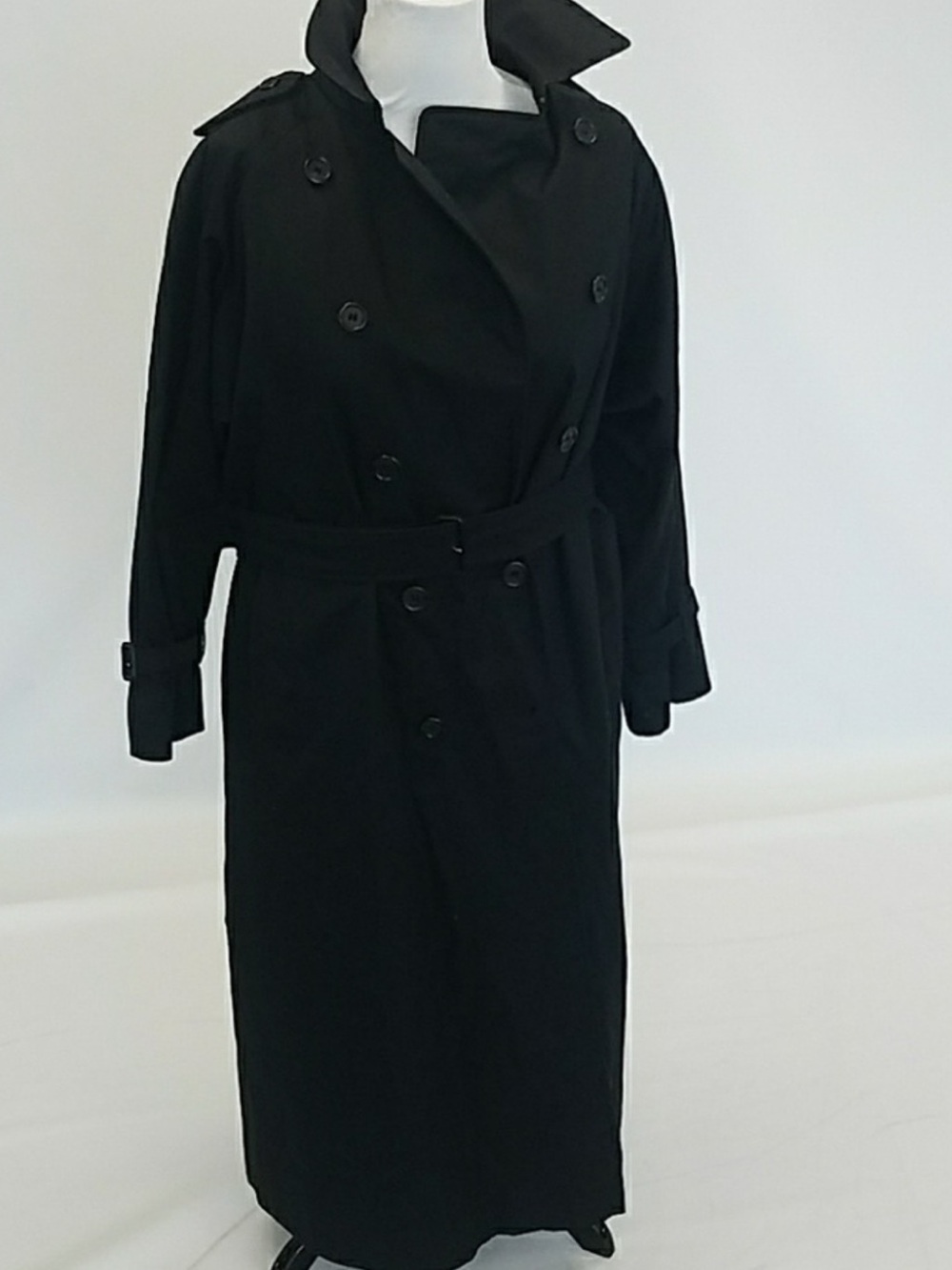 Burberry Black Long-Sleeve Double-Breasted Trench Coat size M